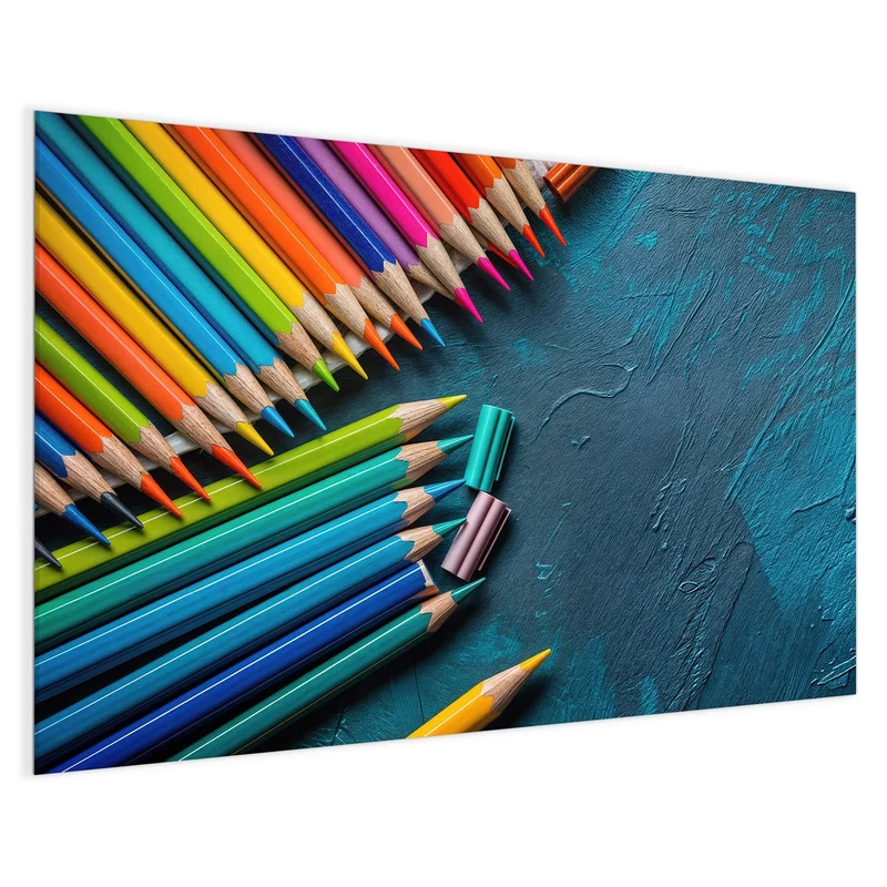 Magnettafel - Buntstifte auf Türkis