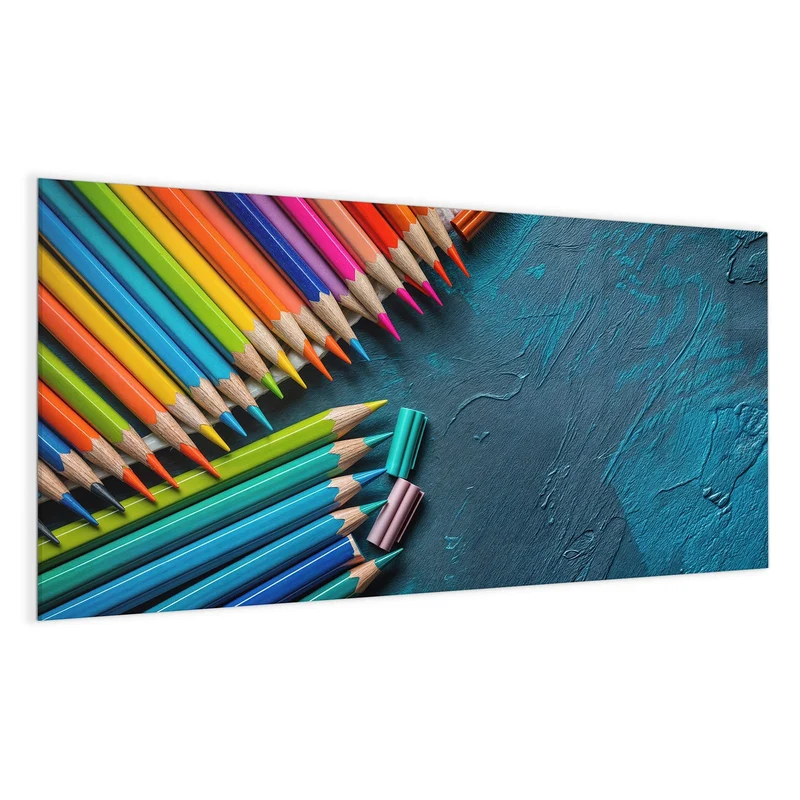 Magnettafel - Buntstifte auf Türkis