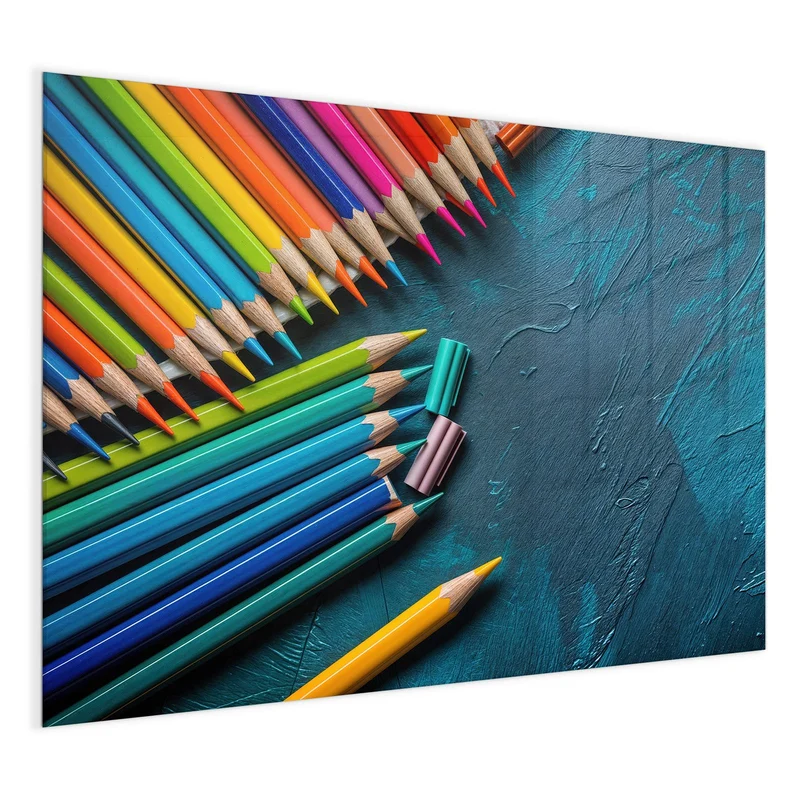 Magnettafel - Buntstifte auf Türkis