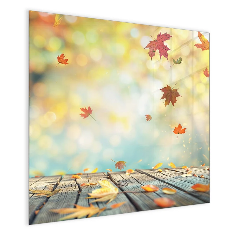 Magnettafel - Herbstlaub auf Holz