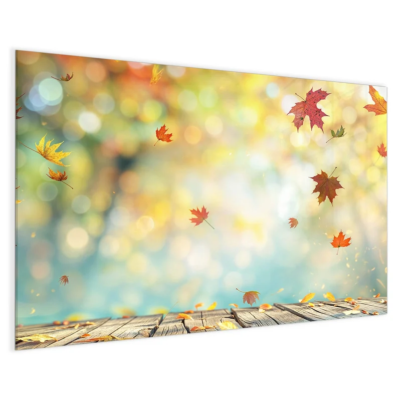 Magnettafel - Herbstlaub auf Holz
