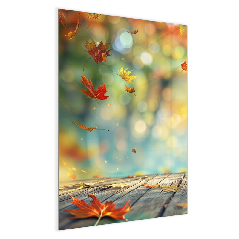 Magnettafel - Herbstlaub auf Holz