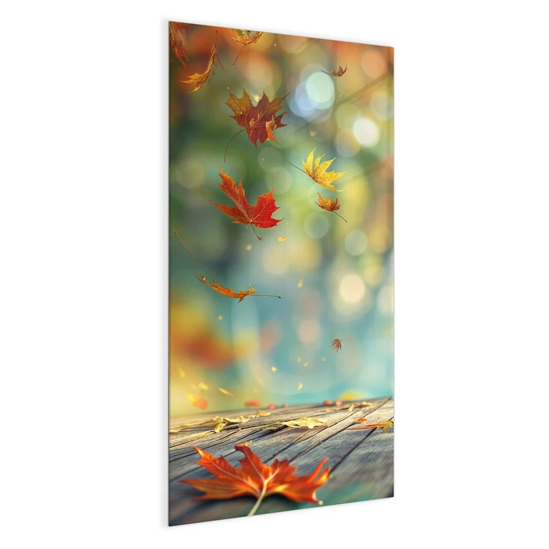 Magnettafel - Herbstlaub auf Holz