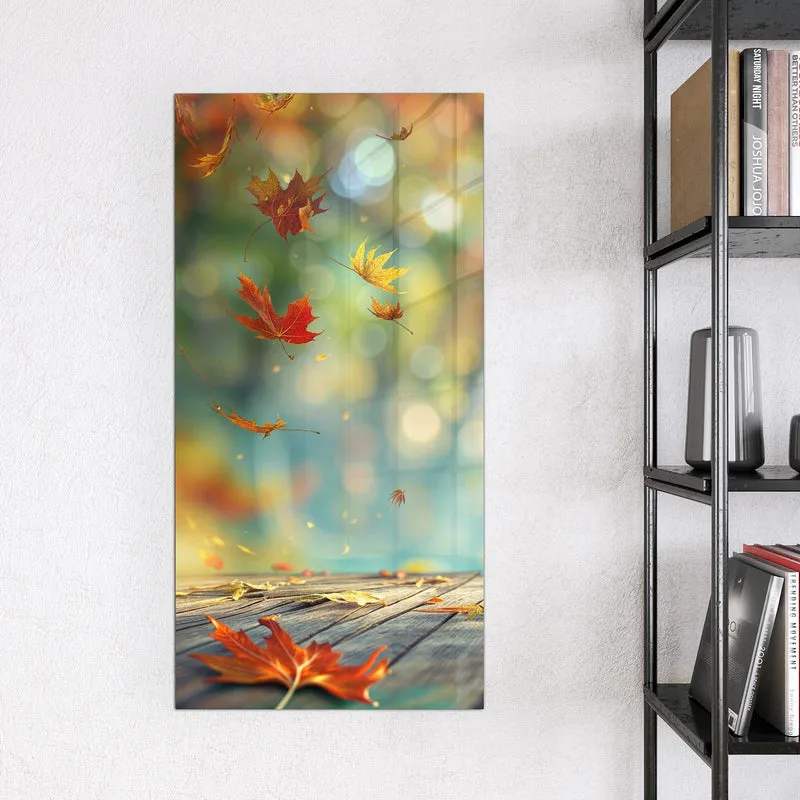 Magnettafel - Herbstlaub auf Holz
