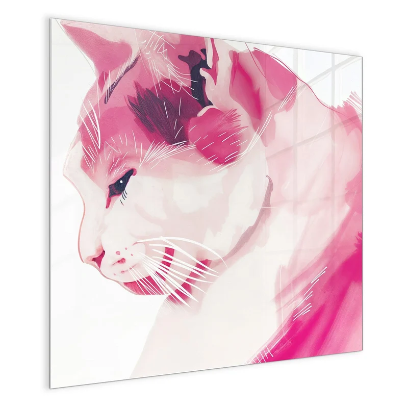 Magnettafel - Pinke Aquarellkatze