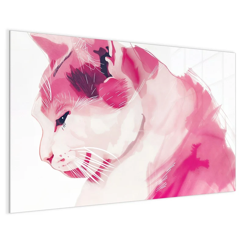 Magnettafel - Pinke Aquarellkatze