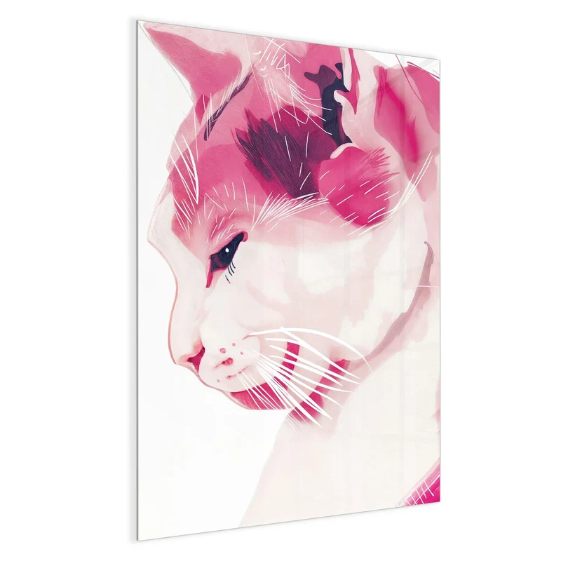 Magnettafel - Pinke Aquarellkatze