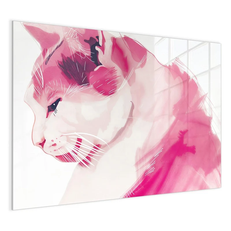 Magnettafel - Pinke Aquarellkatze