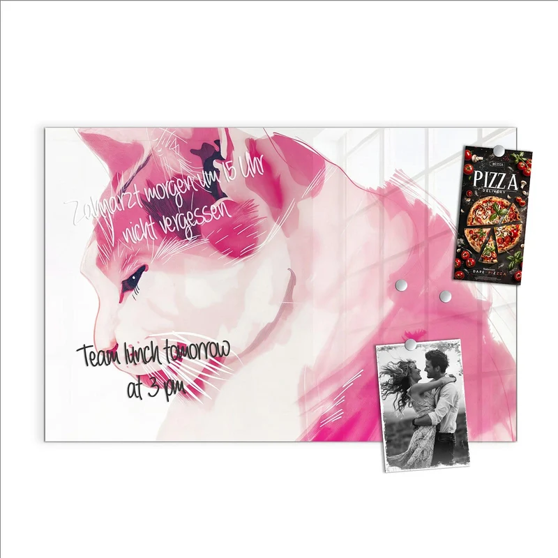 Magnettafel - Pinke Aquarellkatze
