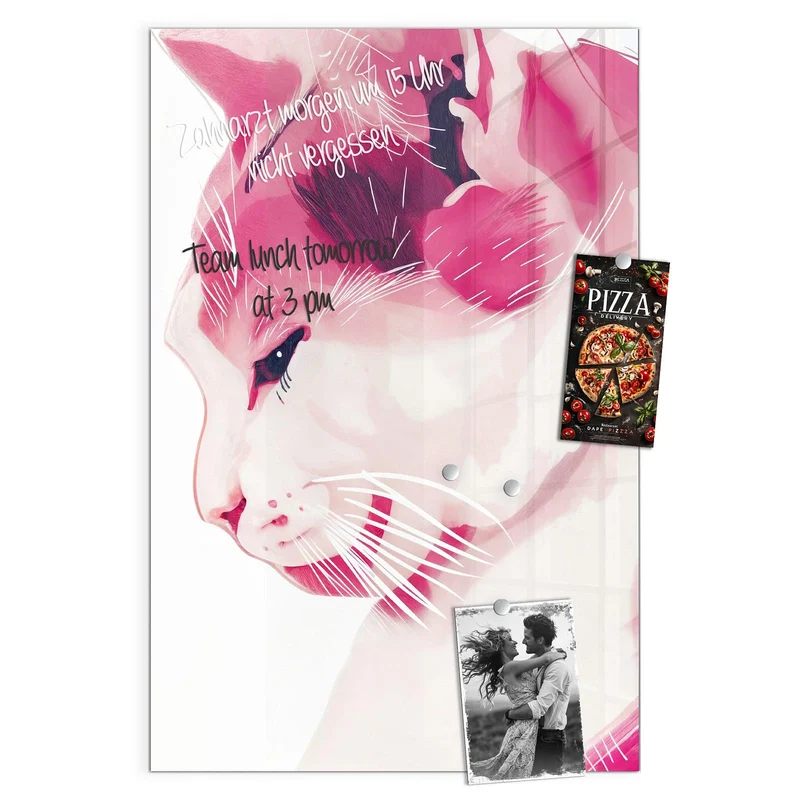 Magnettafel - Pinke Aquarellkatze