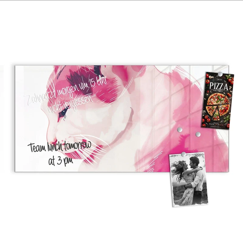 Magnettafel - Pinke Aquarellkatze