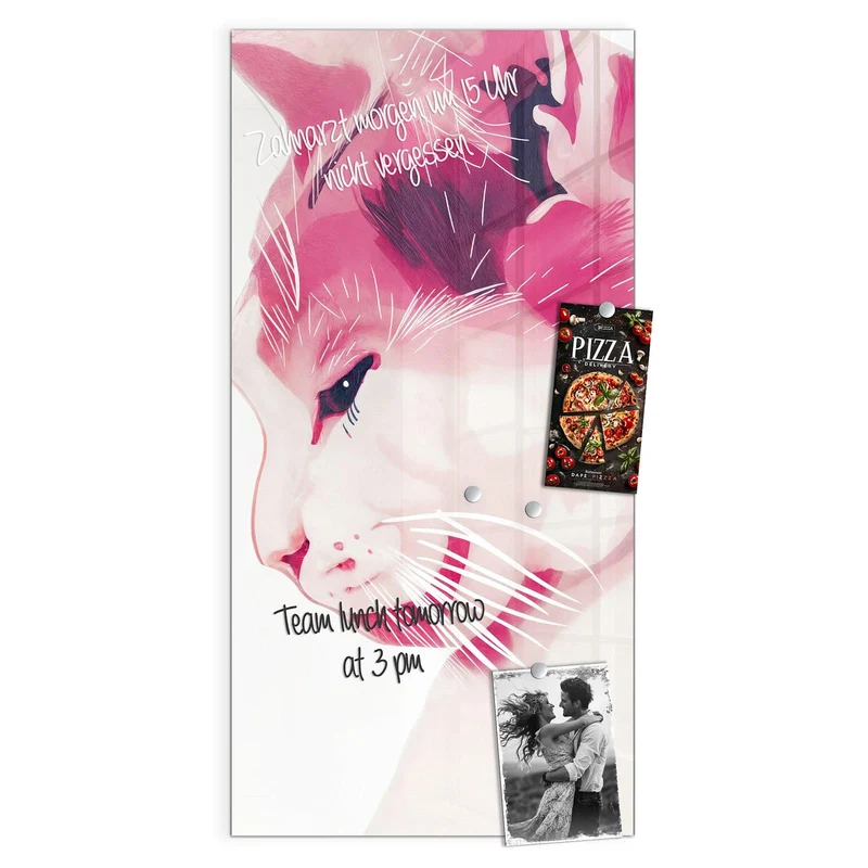 Magnettafel - Pinke Aquarellkatze