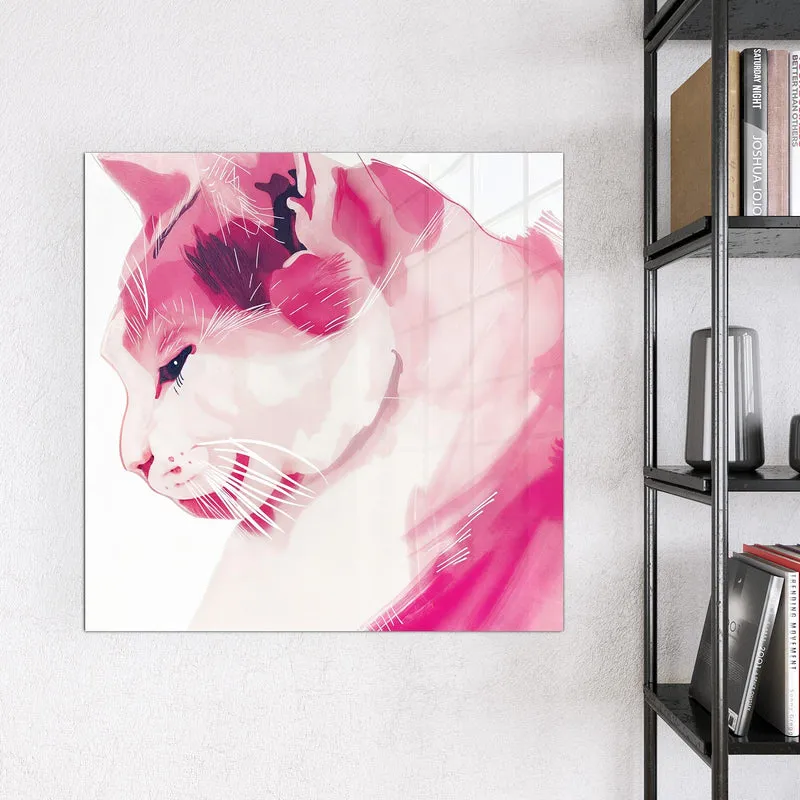 Magnettafel - Pinke Aquarellkatze