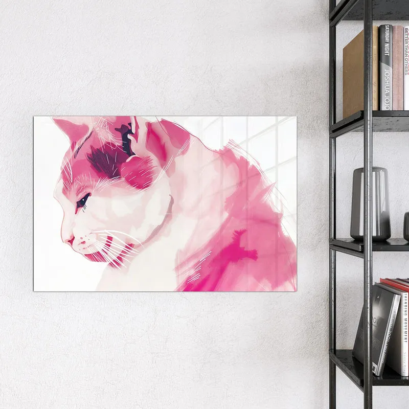 Magnettafel - Pinke Aquarellkatze