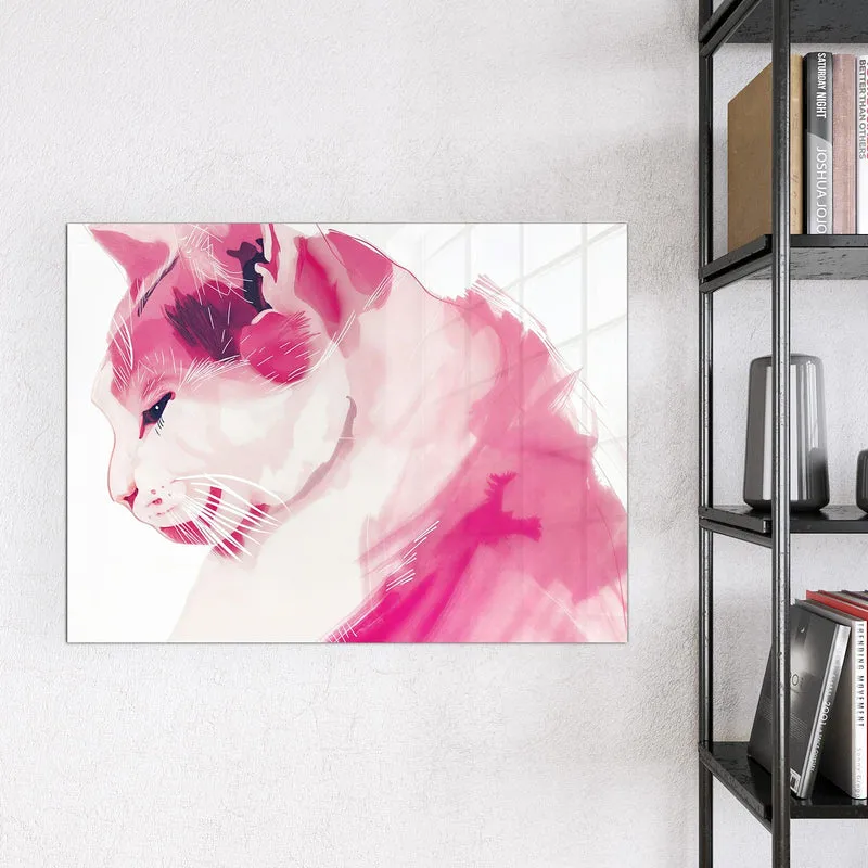 Magnettafel - Pinke Aquarellkatze