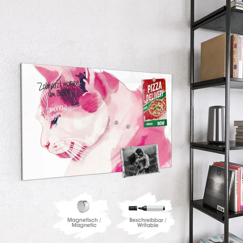 Magnettafel - Pinke Aquarellkatze