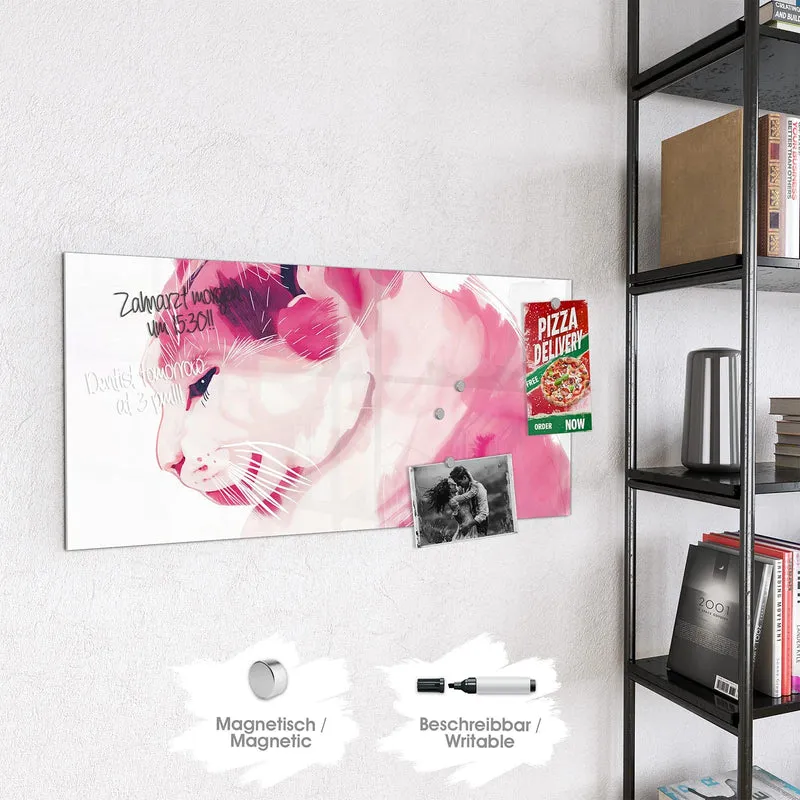 Magnettafel - Pinke Aquarellkatze