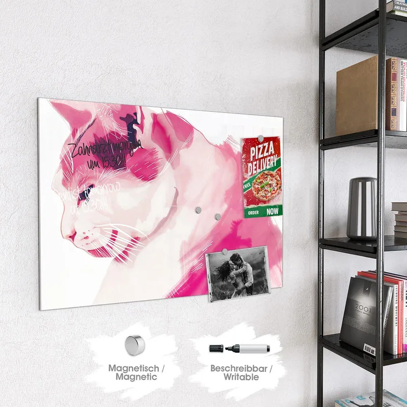 Magnettafel - Pinke Aquarellkatze