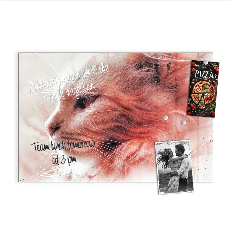 Magnettafel - Katzenprofil in Rot