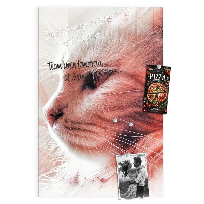 Magnettafel - Katzenprofil in Rot