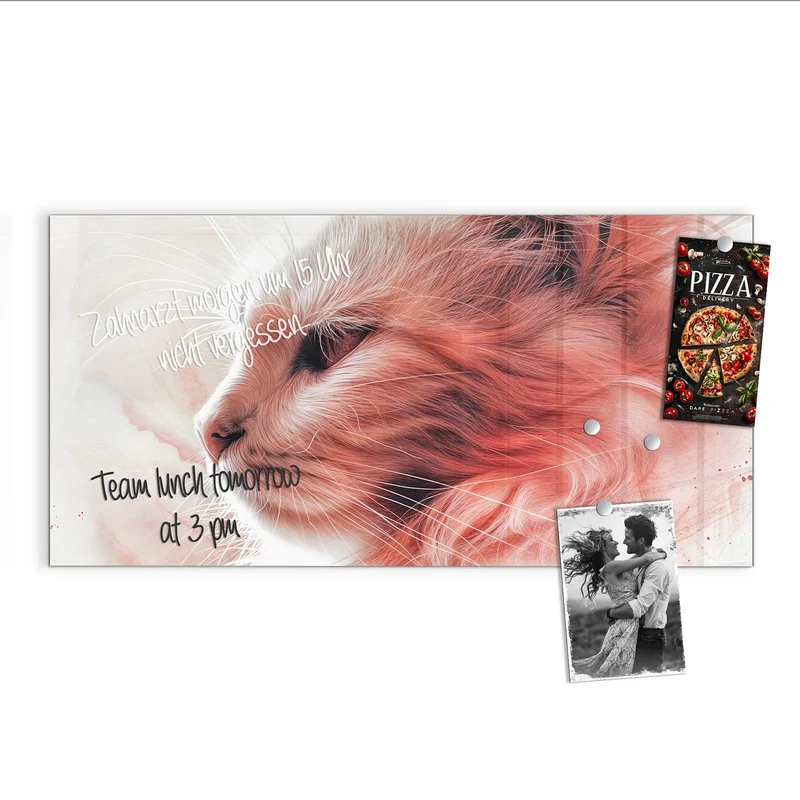 Magnettafel - Katzenprofil in Rot