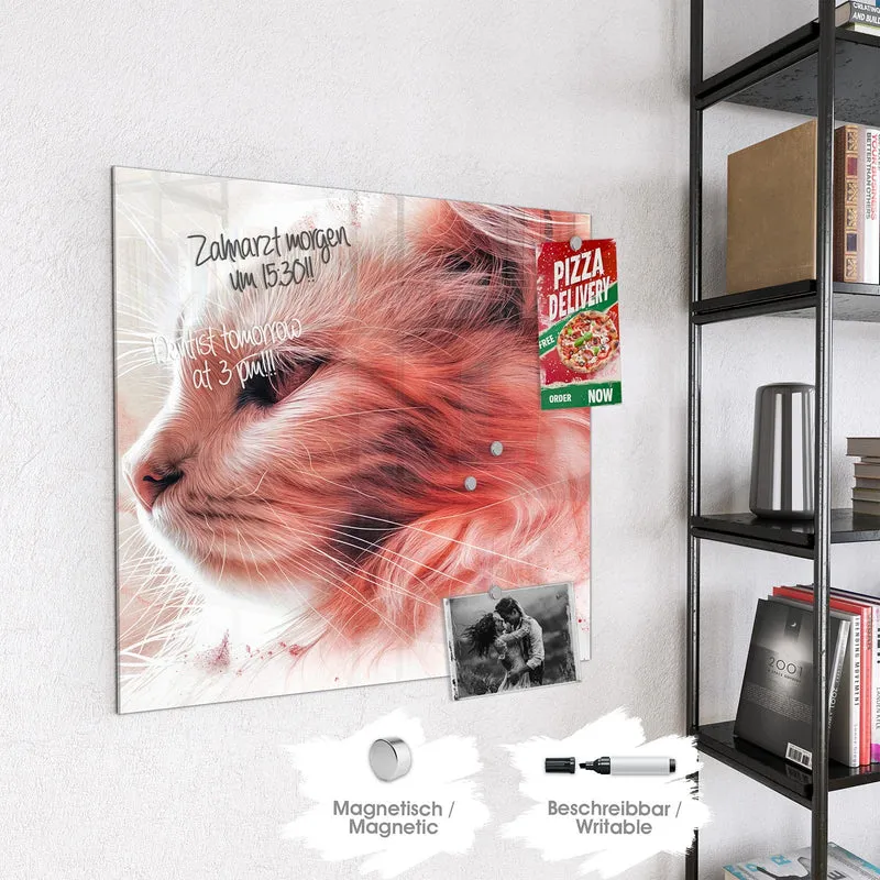 Magnettafel - Katzenprofil in Rot