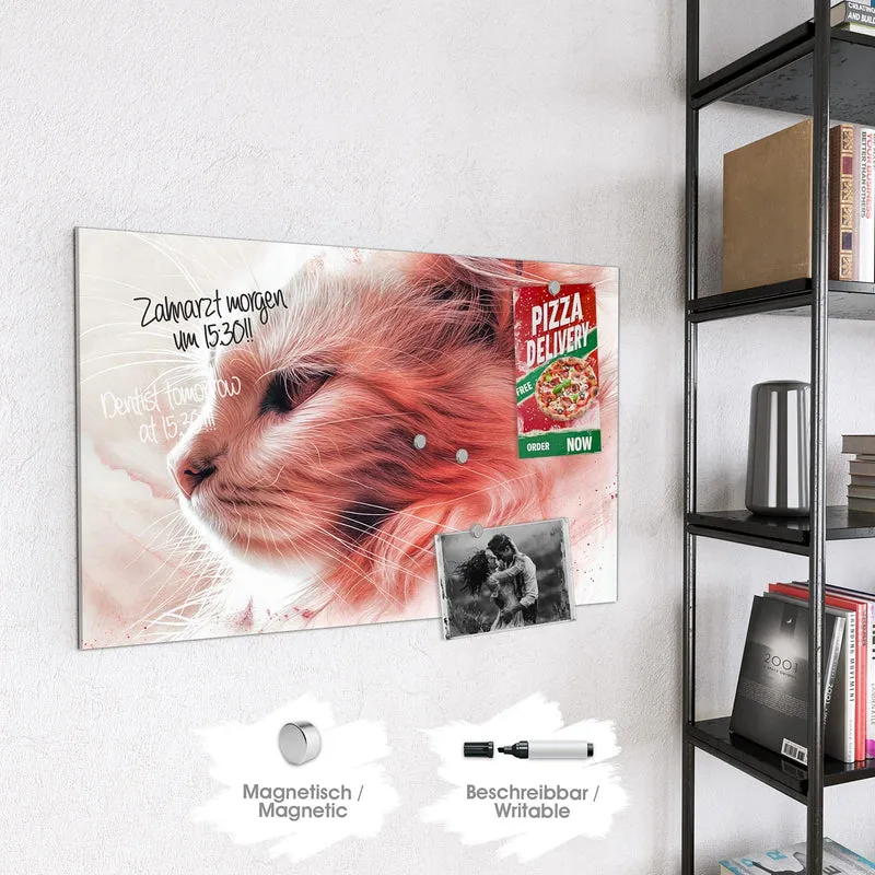 Magnettafel - Katzenprofil in Rot