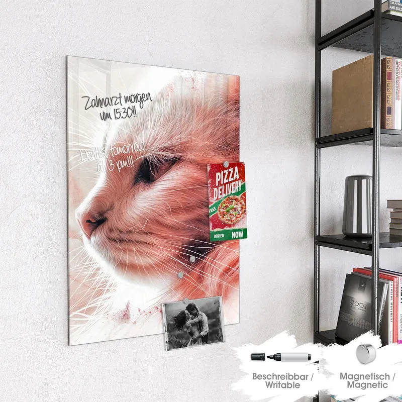 Magnettafel - Katzenprofil in Rot