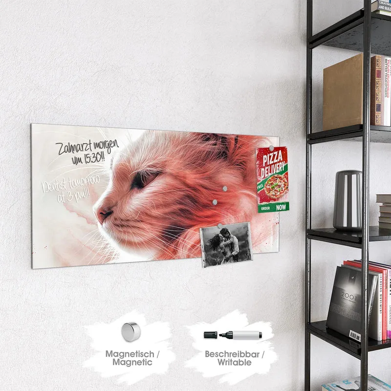 Magnettafel - Katzenprofil in Rot