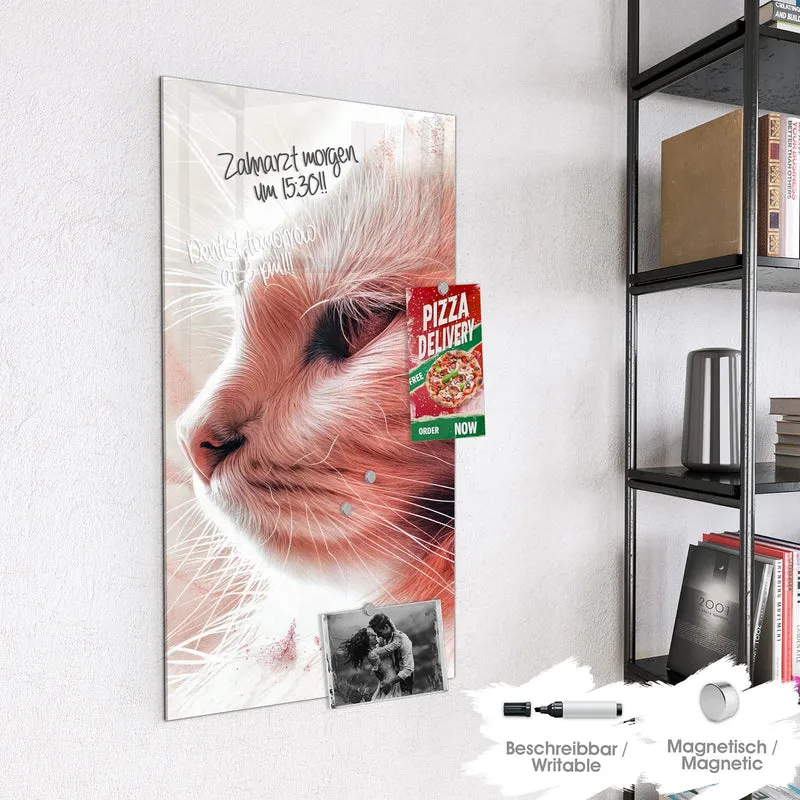 Magnettafel - Katzenprofil in Rot