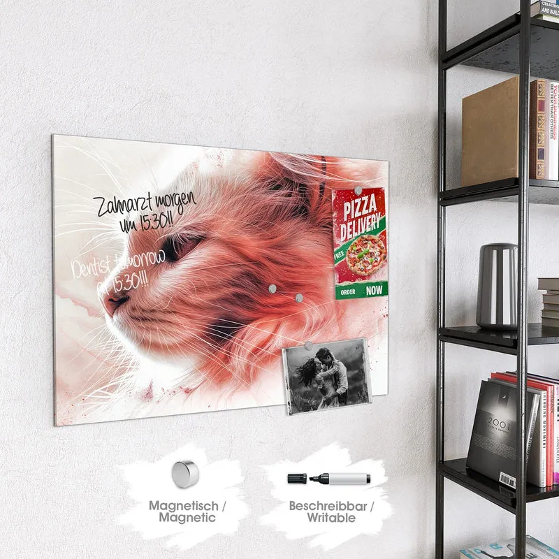 Magnettafel - Katzenprofil in Rot