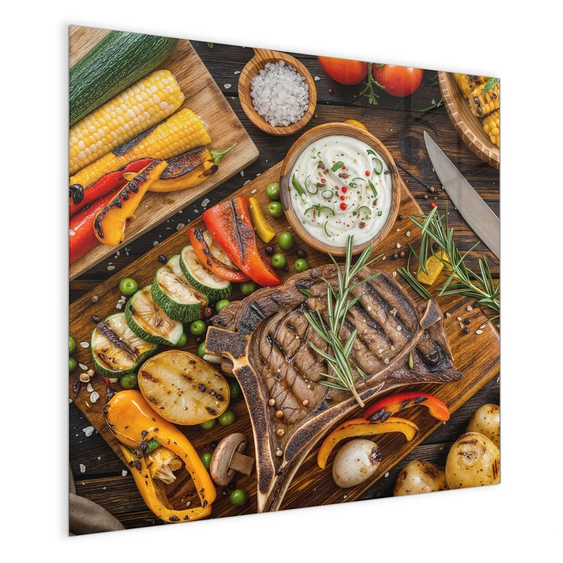 Magnettafel - Steak mit Grillgemüse