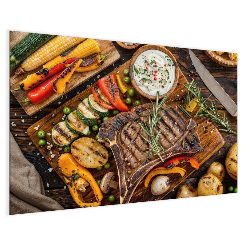 Magnettafel - Steak mit Grillgemüse