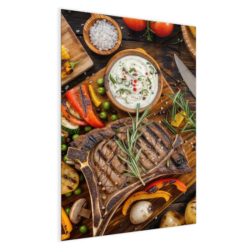 Magnettafel - Steak mit Grillgemüse