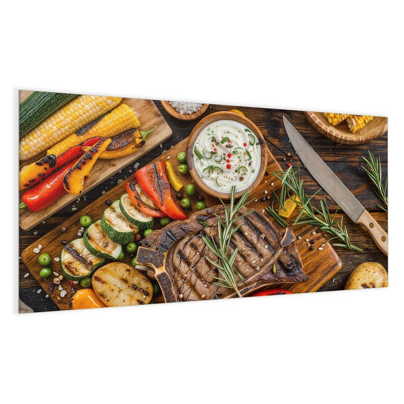 Magnettafel - Steak mit Grillgemüse