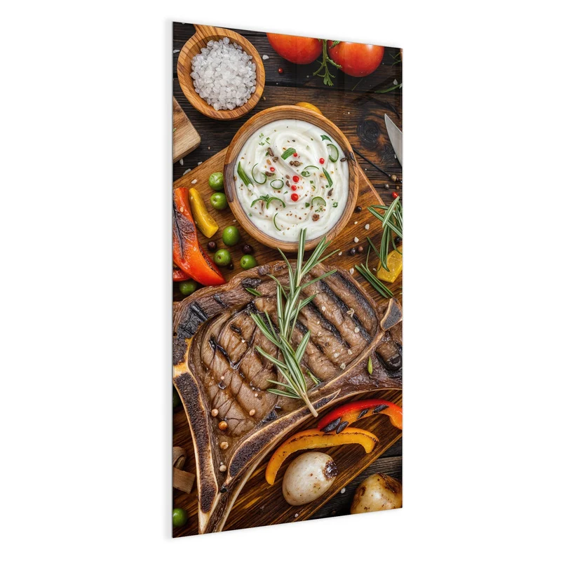 Magnettafel - Steak mit Grillgemüse