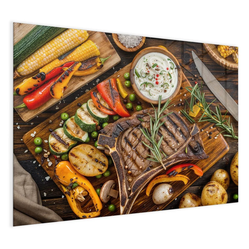 Magnettafel - Steak mit Grillgemüse