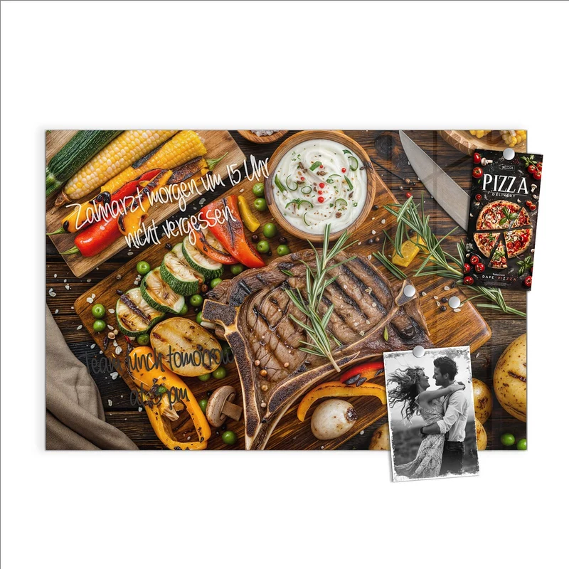 Magnettafel - Steak mit Grillgemüse