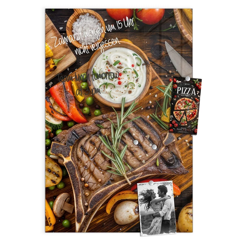 Magnettafel - Steak mit Grillgemüse