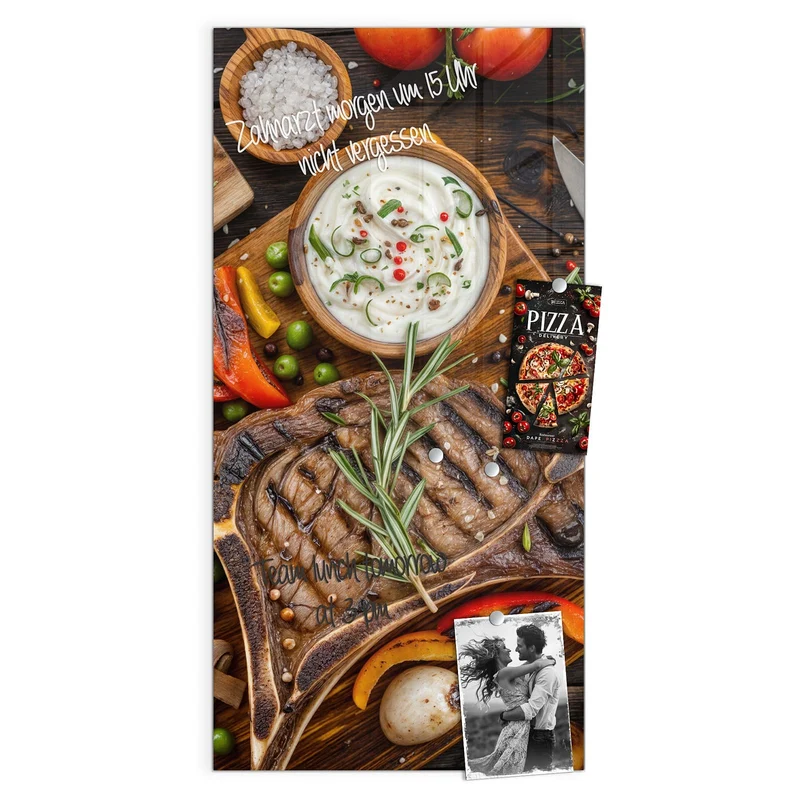 Magnettafel - Steak mit Grillgemüse