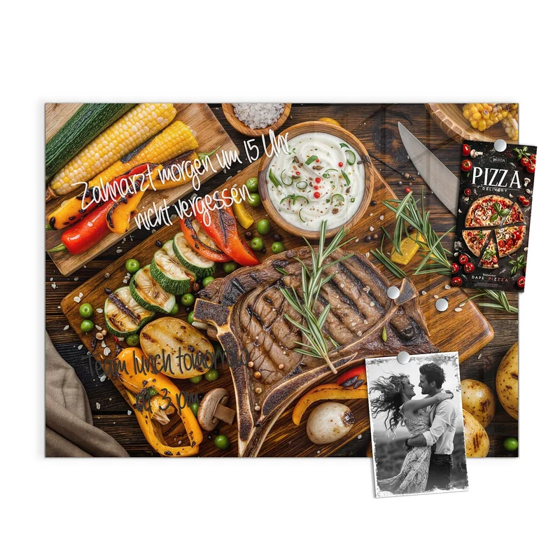 Magnettafel - Steak mit Grillgemüse