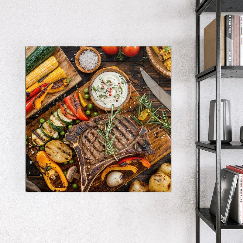 Magnettafel - Steak mit Grillgemüse