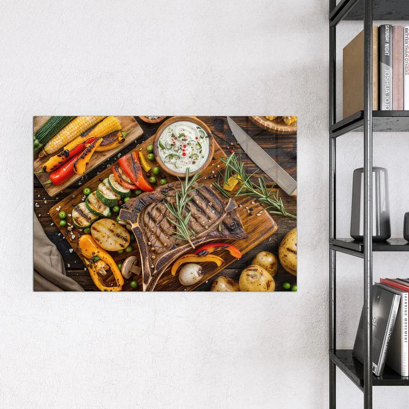 Magnettafel - Steak mit Grillgemüse