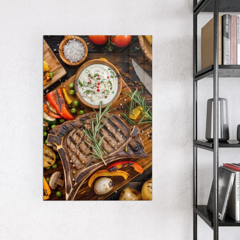 Magnettafel - Steak mit Grillgemüse