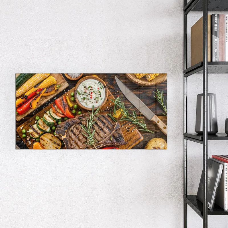 Magnettafel - Steak mit Grillgemüse