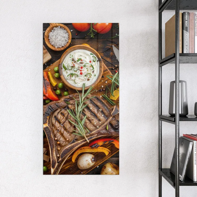 Magnettafel - Steak mit Grillgemüse