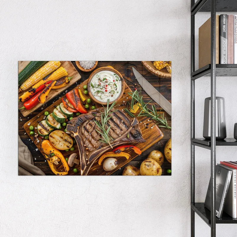 Magnettafel - Steak mit Grillgemüse