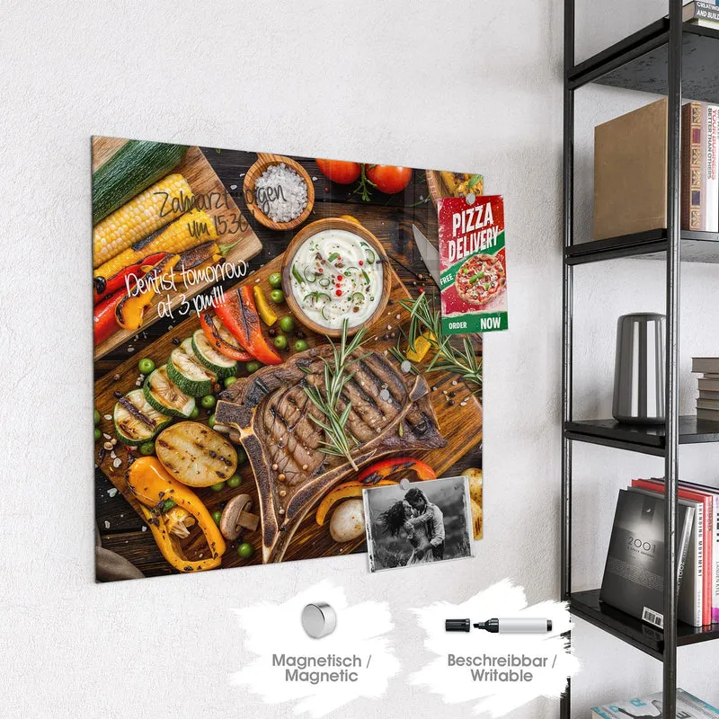Magnettafel - Steak mit Grillgemüse
