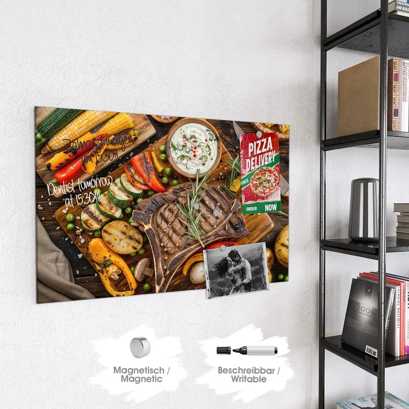 Magnettafel - Steak mit Grillgemüse