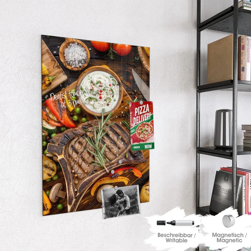 Magnettafel - Steak mit Grillgemüse